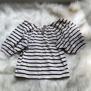 Puff sleeve striped shirt